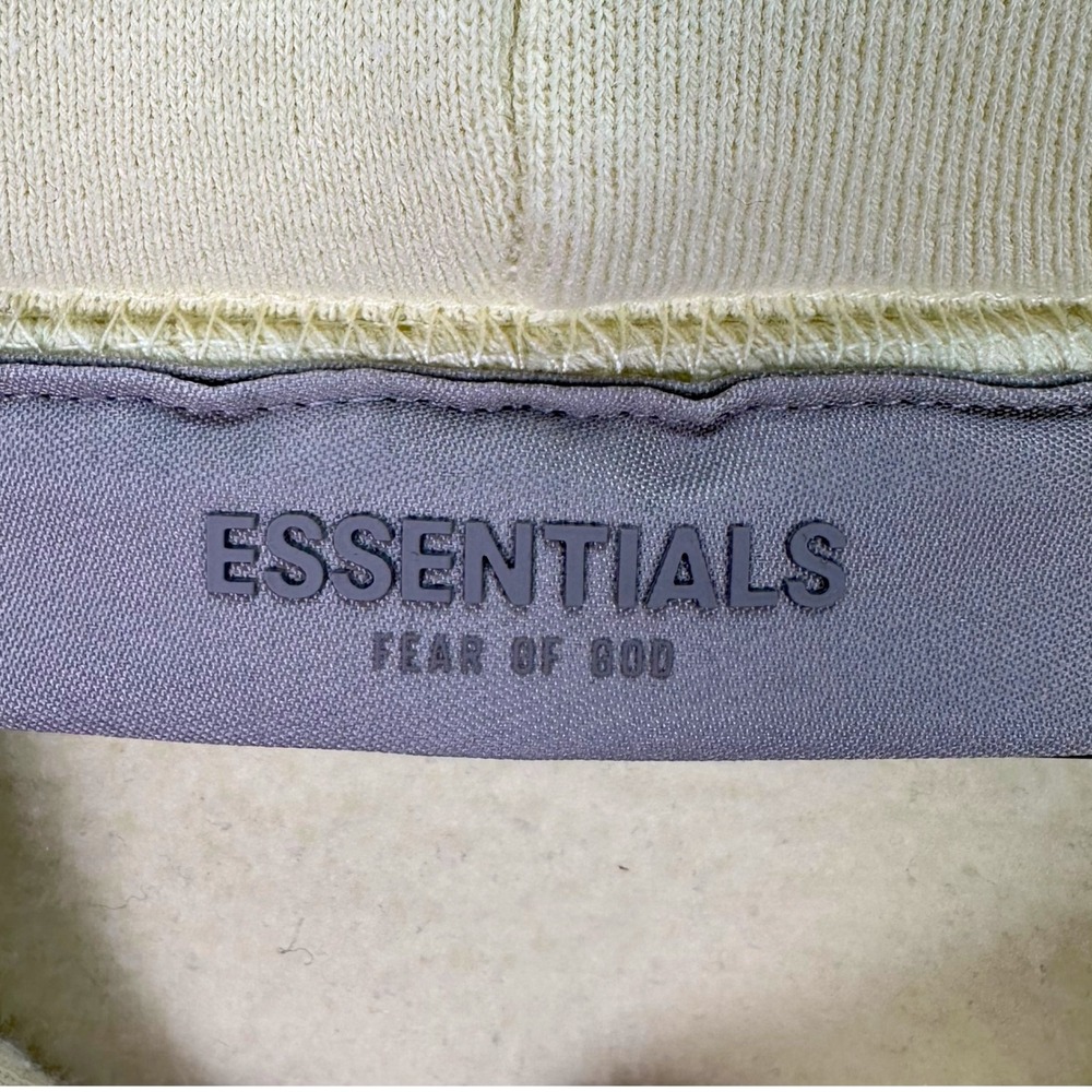 Fear of‎ God Essentials Hoodie Butter Yellow Embossed Logo Streetwear Sweatshirt - Picture 5 of 11